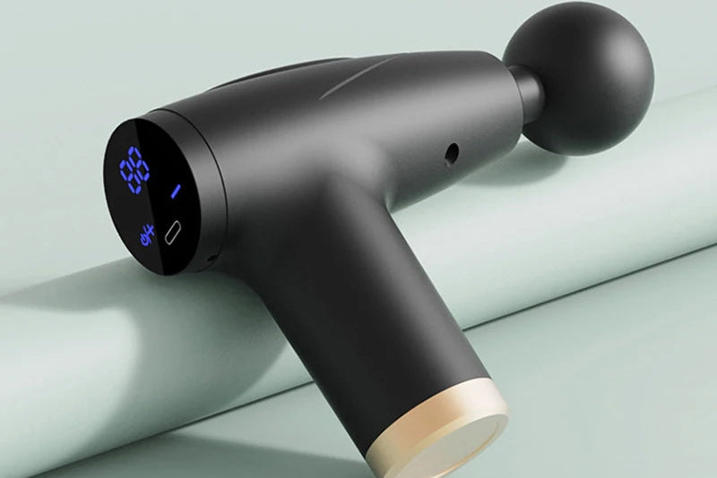 Black 4-Head Mini Fascia Gun Multi-Stage Massage Gun Muscle Relaxation Massage Equipment Portable Vibration Massager